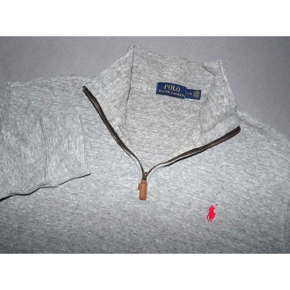 Polo Ralph Lauren Gray Knit Cotton Collared 1/4 Zip Sweater Men's Large